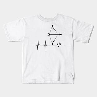 Archery Heartbeat Bow And Arrow Pulse Archer Kids T-Shirt